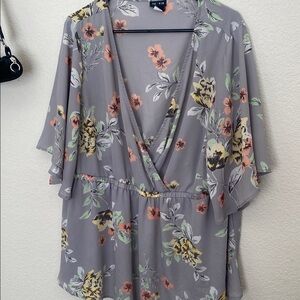 Floral Gray Women's Top
